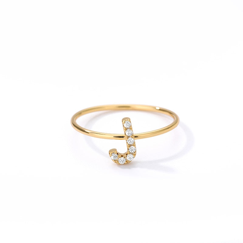 Crystal Initial Letter Ring