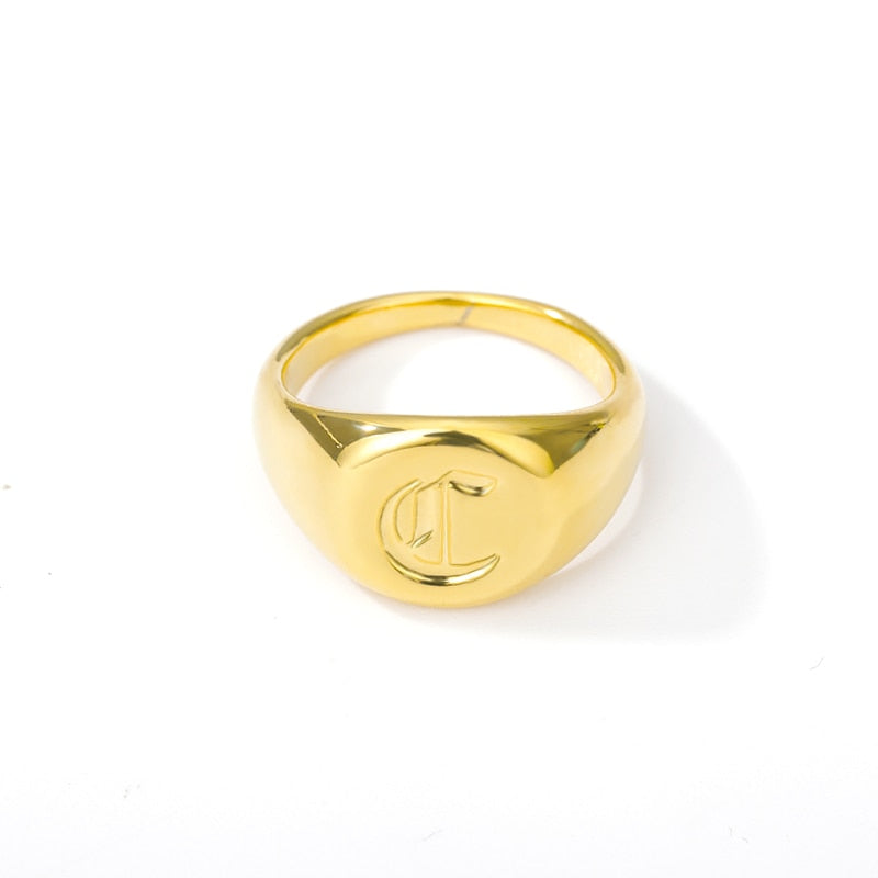 Old English Initial Letter Signet Rings