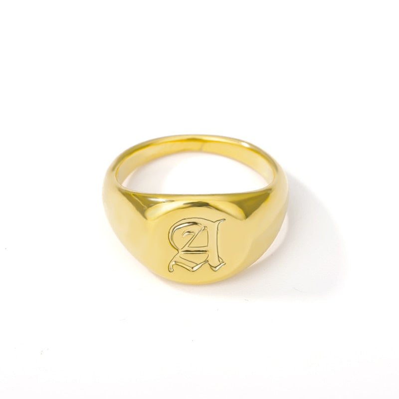 Old English Initial Letter Signet Rings