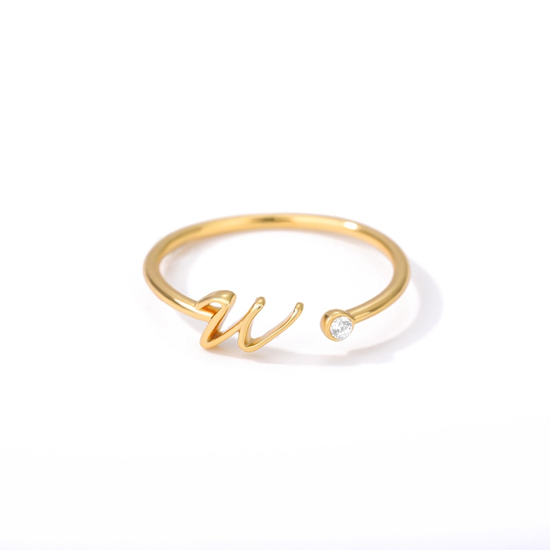 Dainty Initial Letter Ring