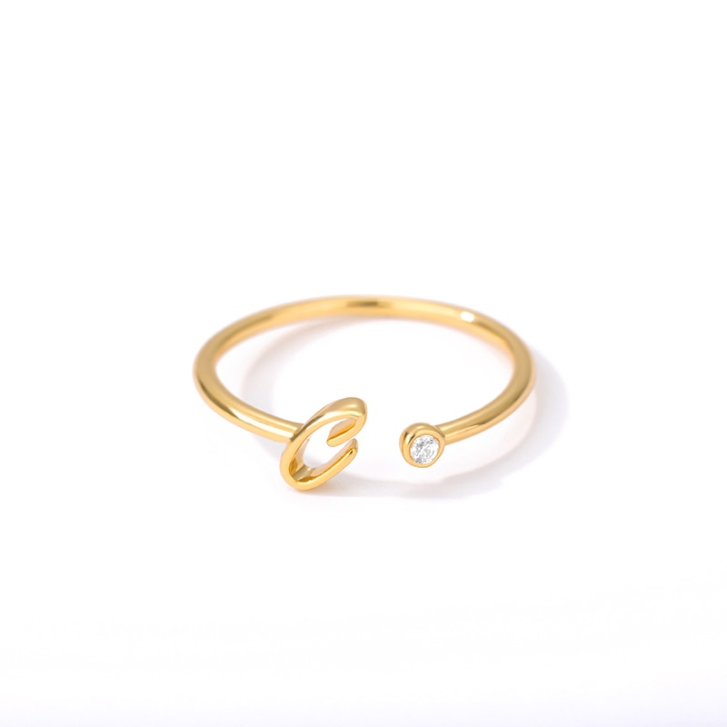 Dainty Initial Letter Ring