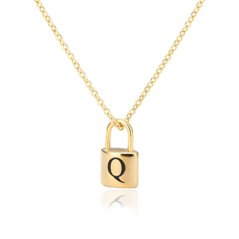 Initial Letter Padlock Necklace