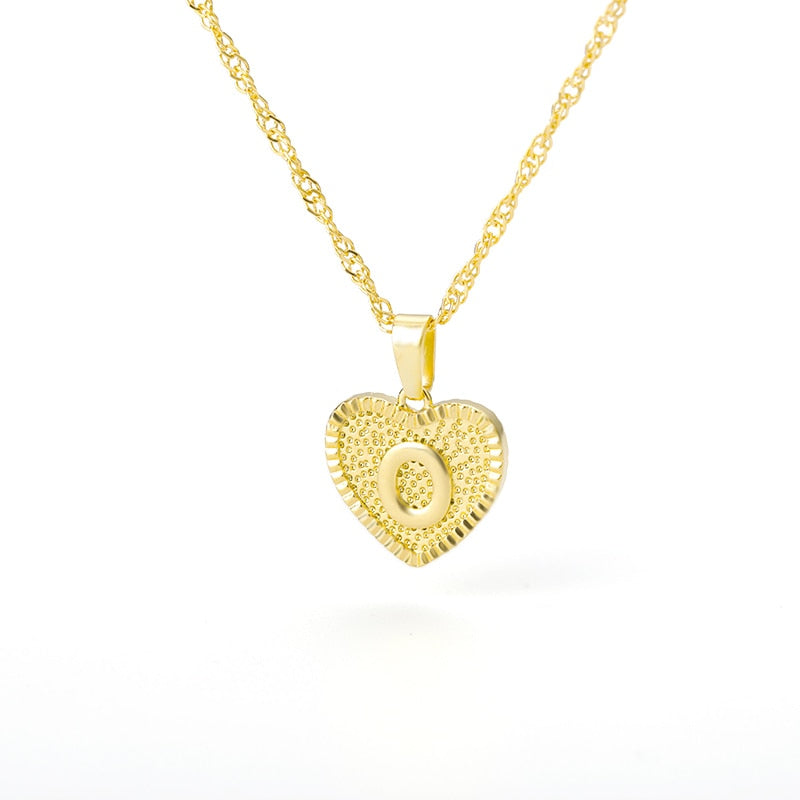 Initial Letter Heart Pendant Necklace