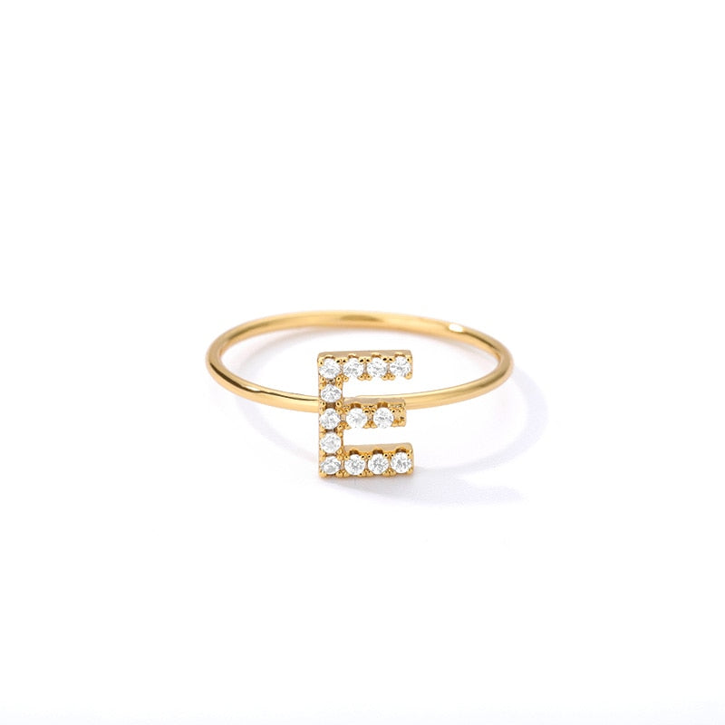 Crystal Initial Letter Ring