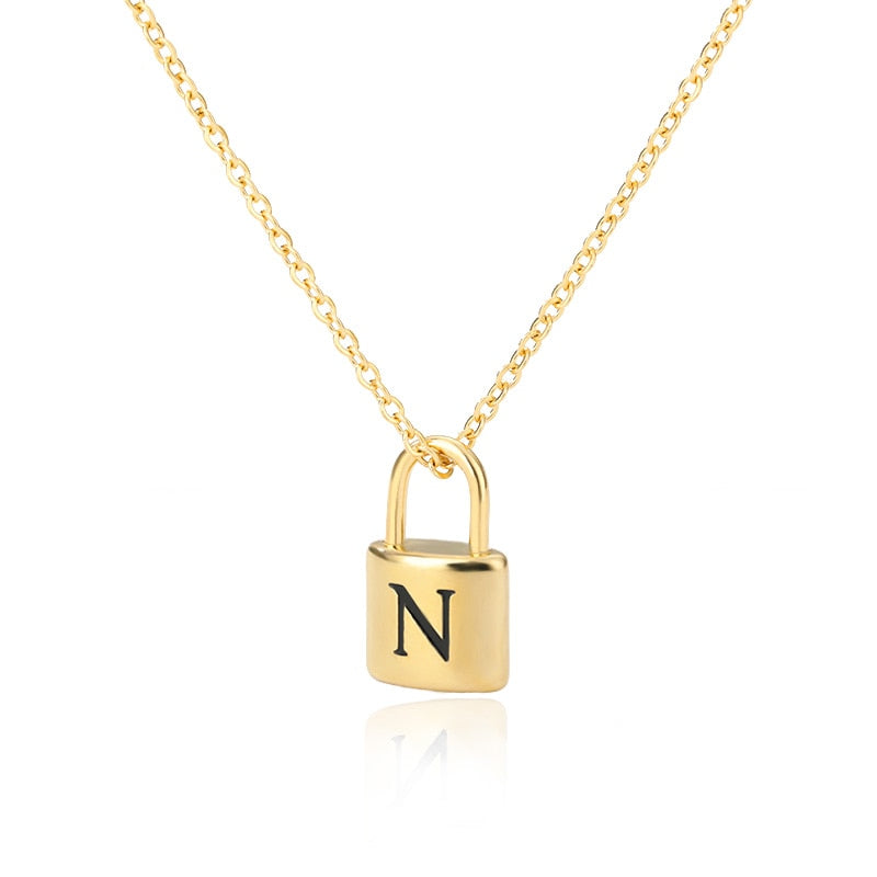 Initial Letter Padlock Necklace