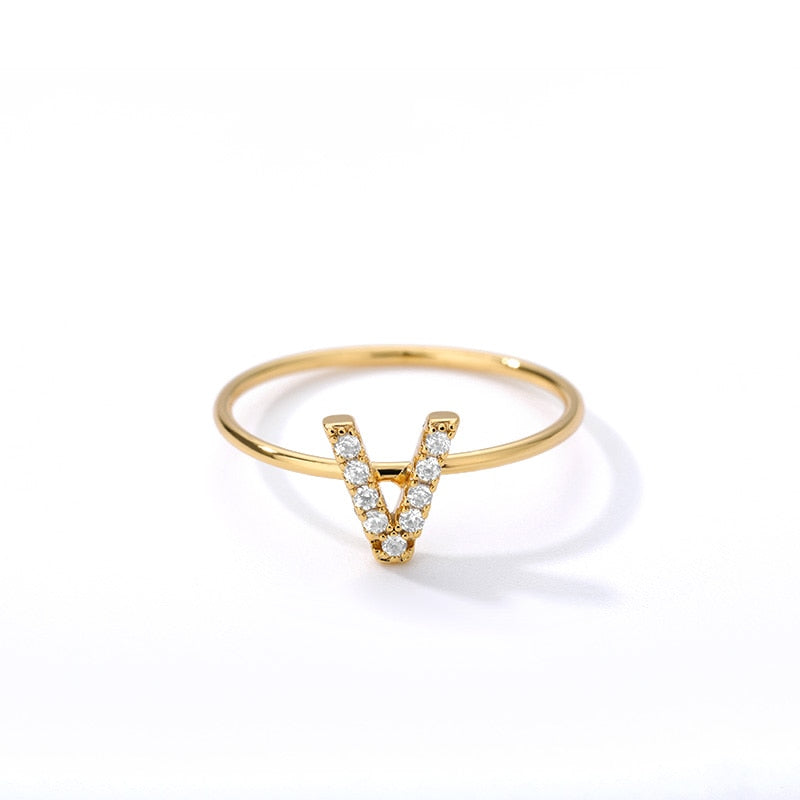 Crystal Initial Letter Ring