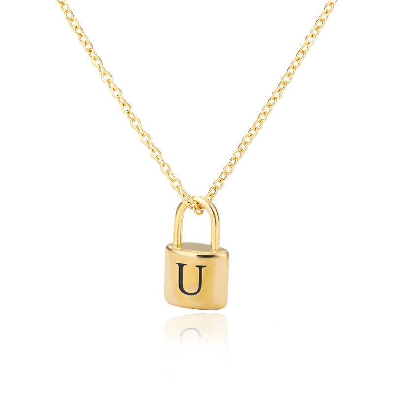 Initial Letter Padlock Necklace