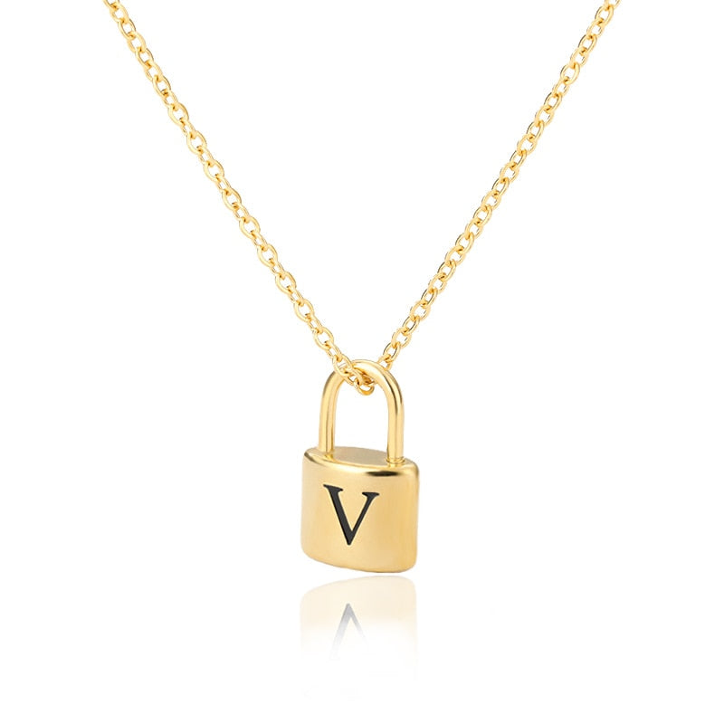 Initial Letter Padlock Necklace