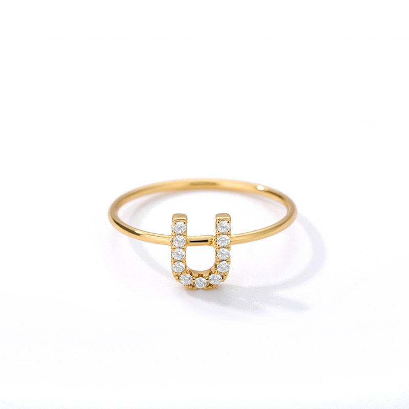 Crystal Initial Letter Ring