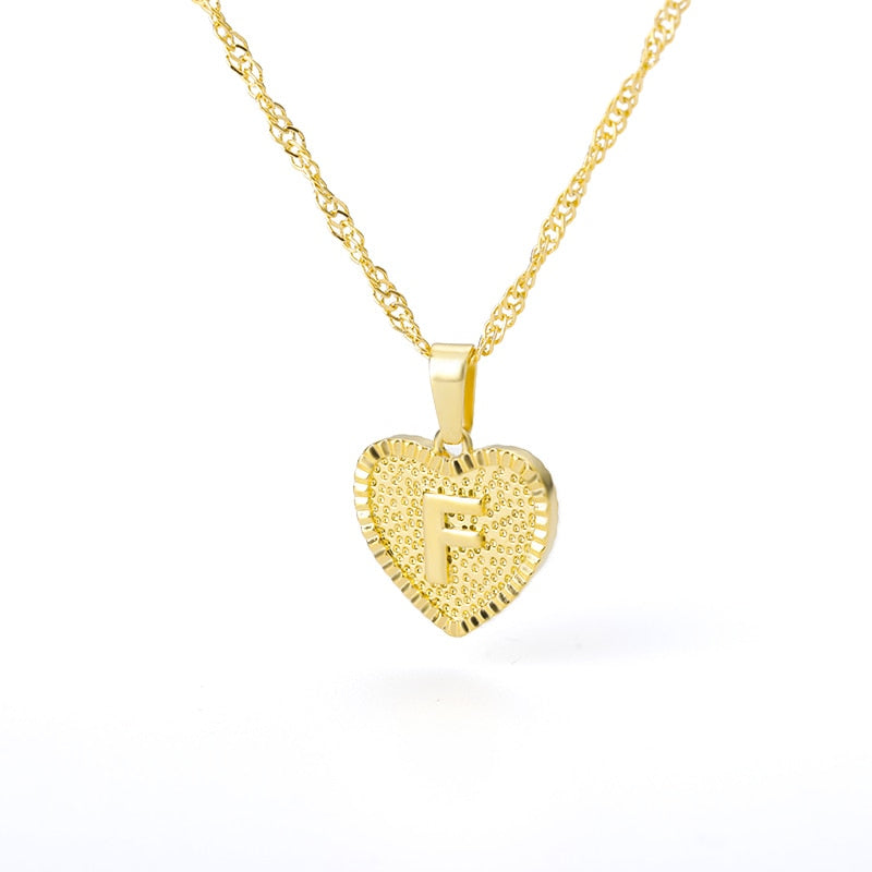 Initial Letter Heart Pendant Necklace