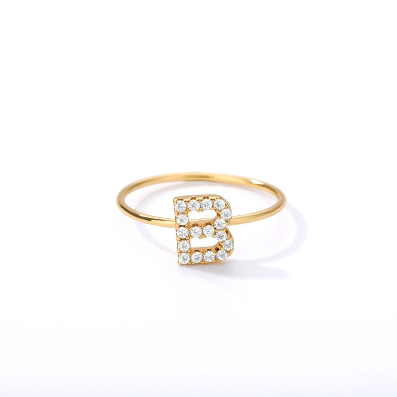 Crystal Initial Letter Ring