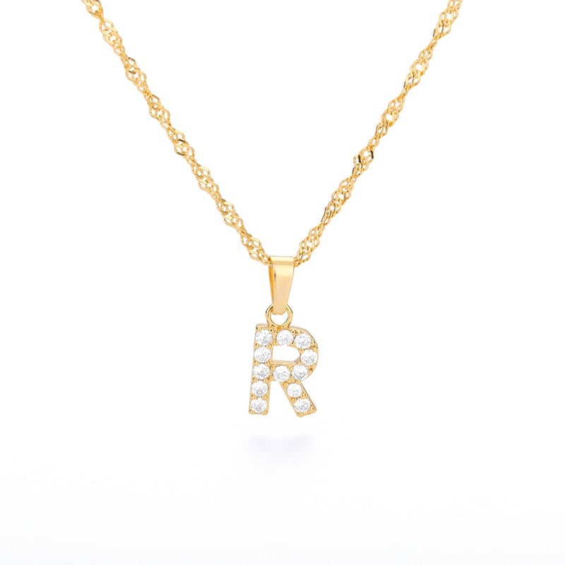 Crystal Initial Letter Necklace