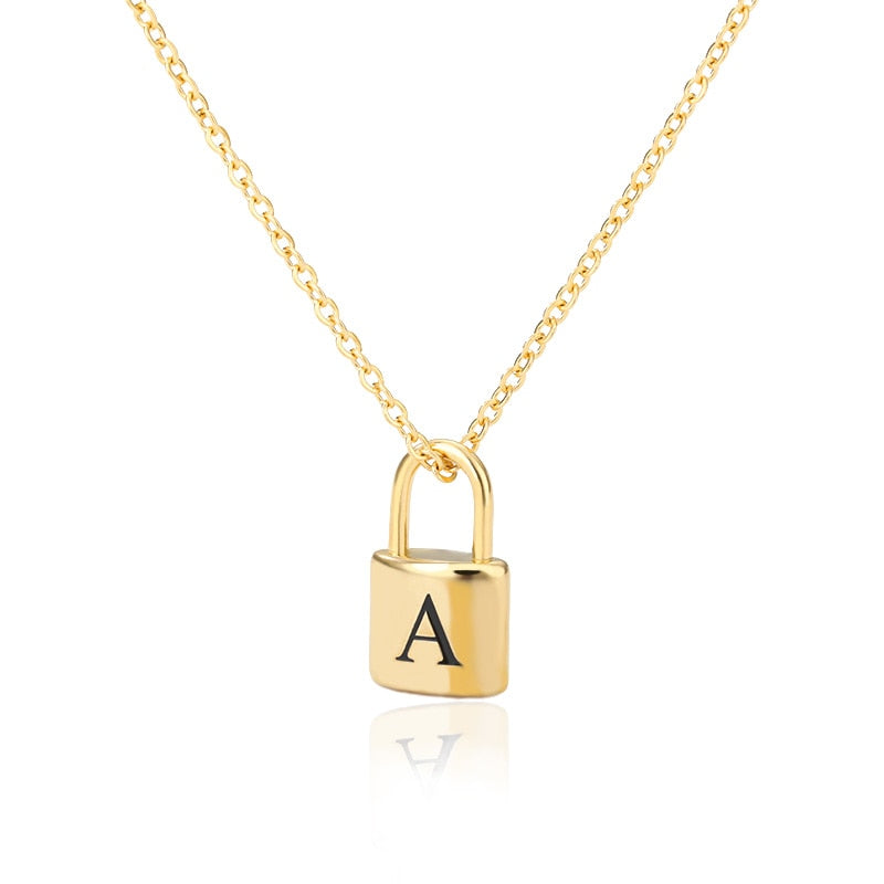 Initial Letter Padlock Necklace