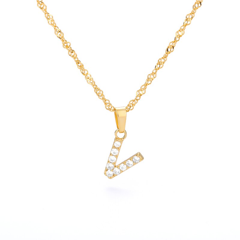 Crystal Initial Letter Necklace