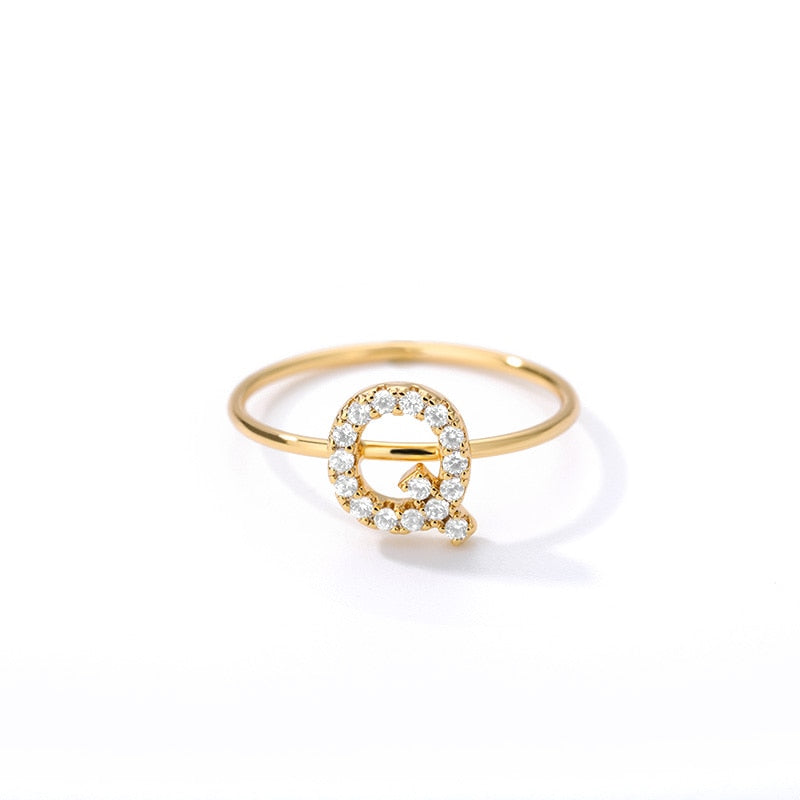 Crystal Initial Letter Ring