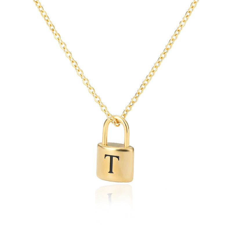 Initial Letter Padlock Necklace