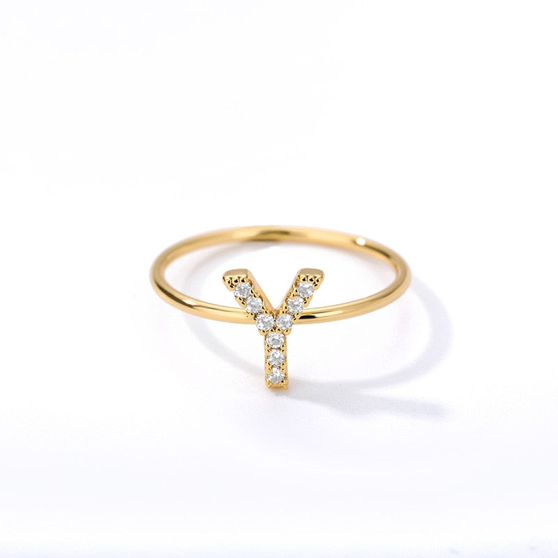 Crystal Initial Letter Ring