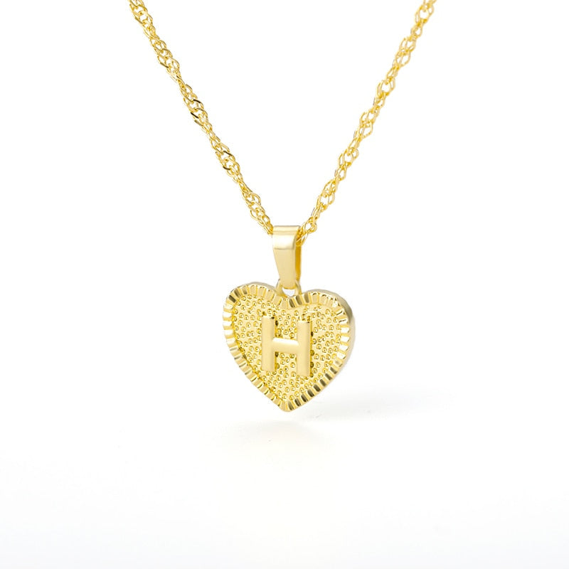 Initial Letter Heart Pendant Necklace