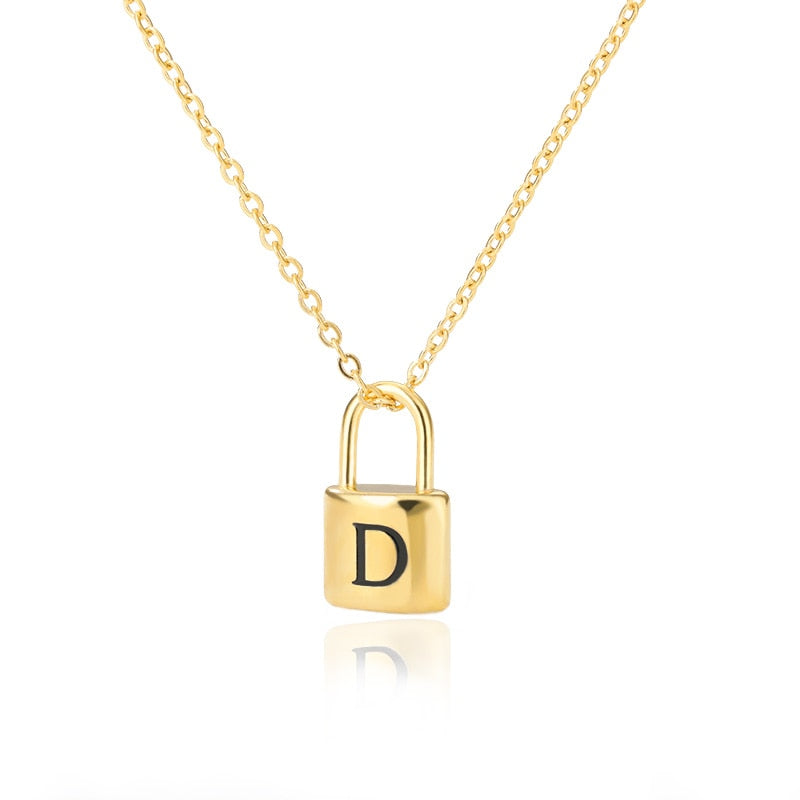 Initial Letter Padlock Necklace