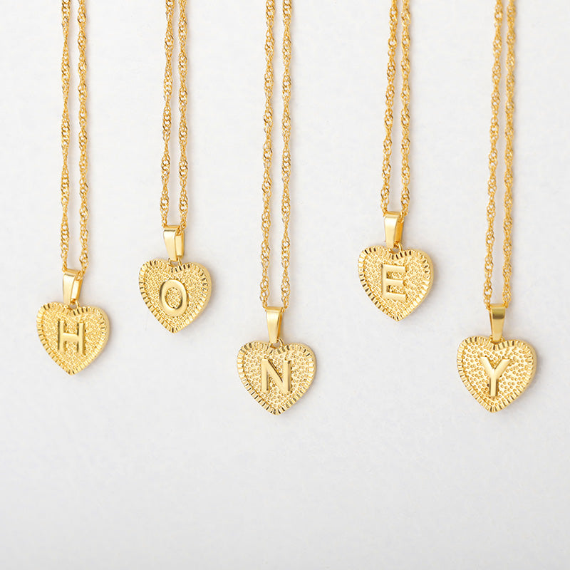 Initial Letter Heart Pendant Necklace