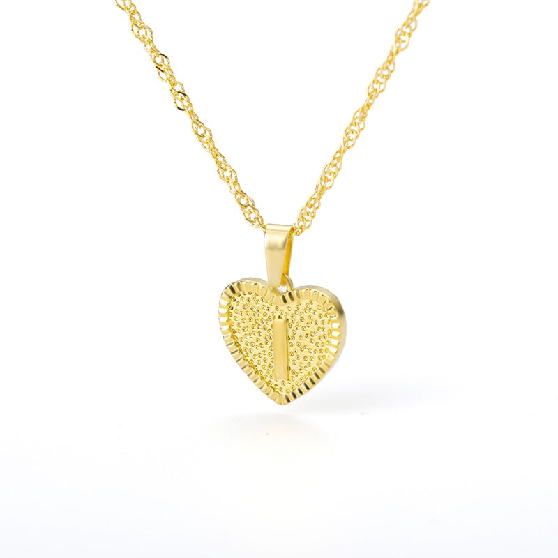 Initial Letter Heart Pendant Necklace