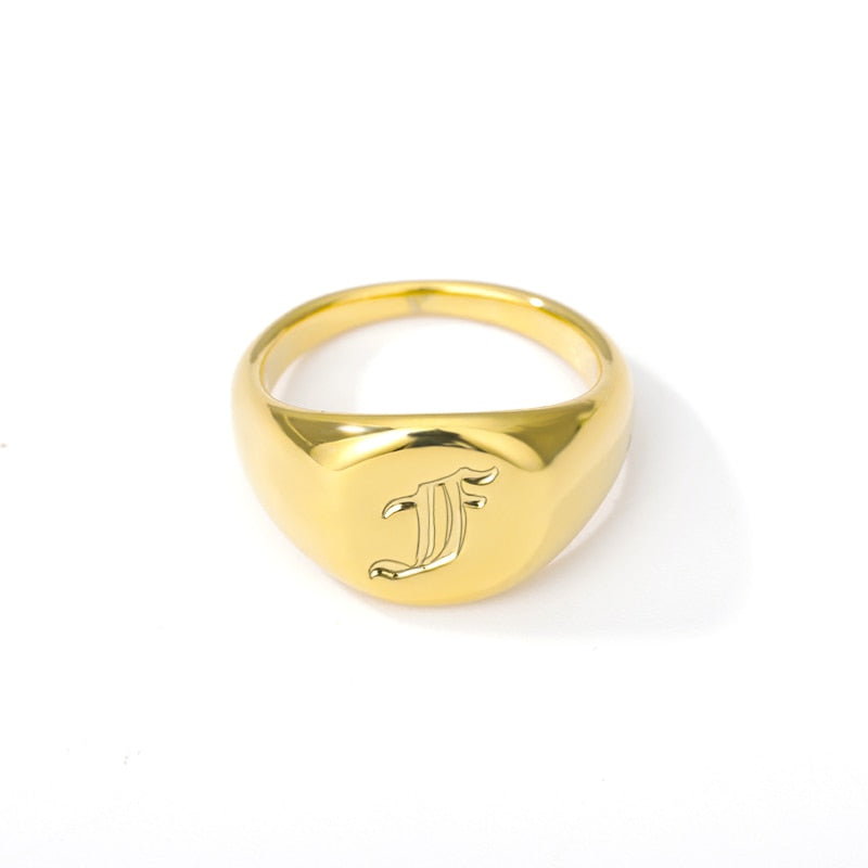 Old English Initial Letter Signet Rings