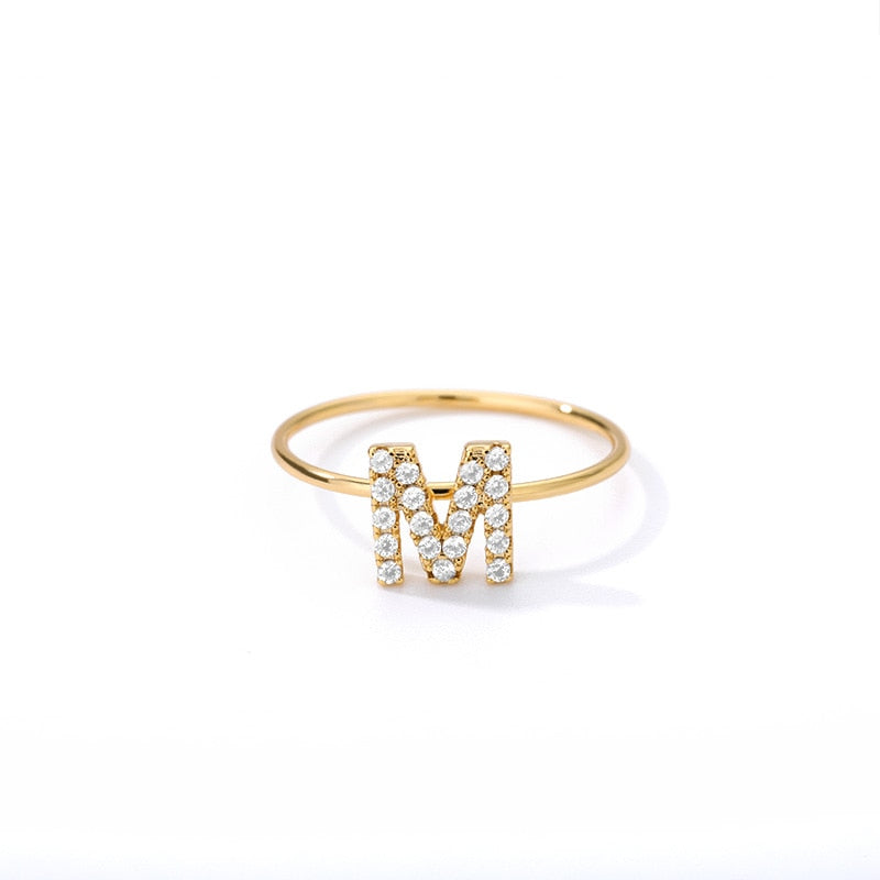 Crystal Initial Letter Ring