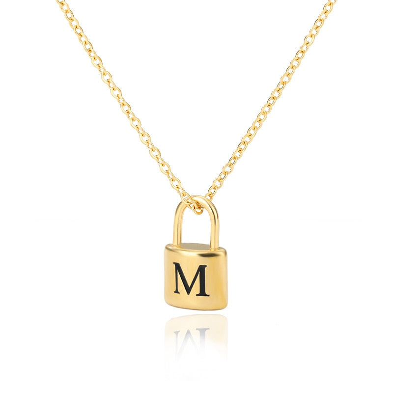 Initial Letter Padlock Necklace