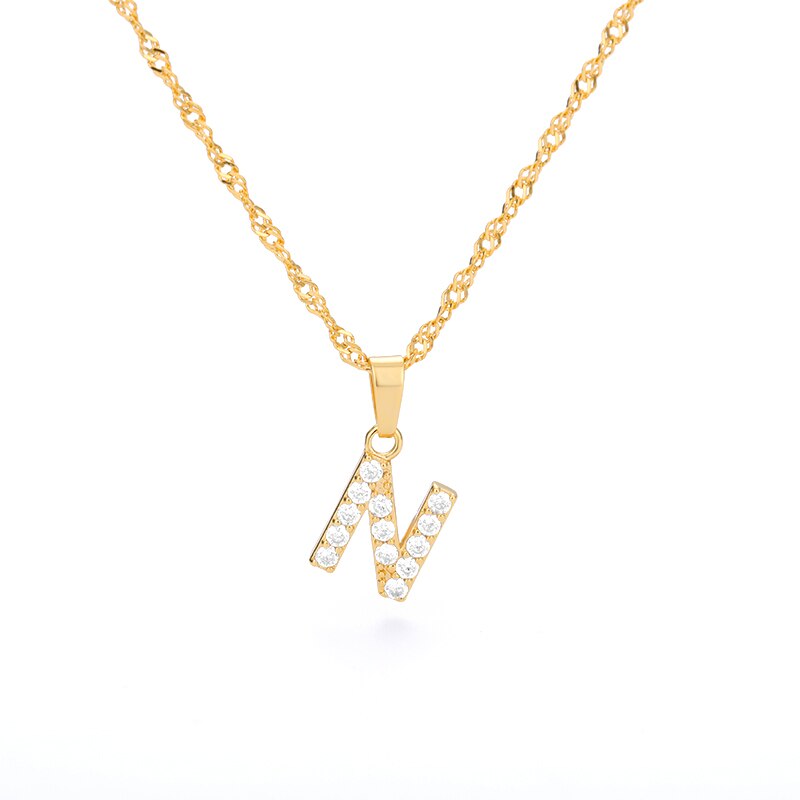 Crystal Initial Letter Necklace