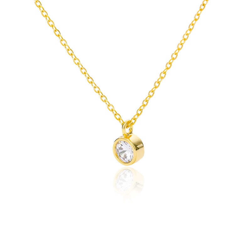 Solitaire CZ Diamond Pendant Necklace