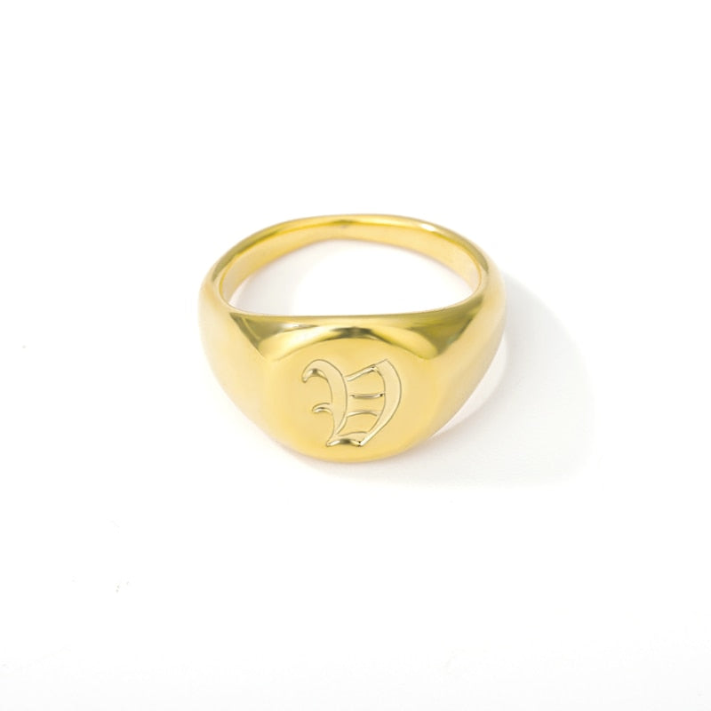 Old English Initial Letter Signet Rings