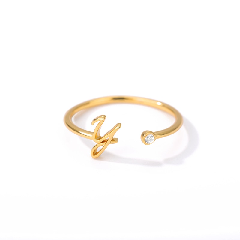 Dainty Initial Letter Ring