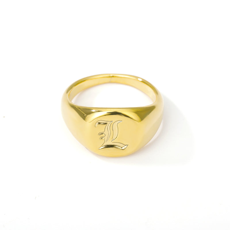 Old English Initial Letter Signet Rings