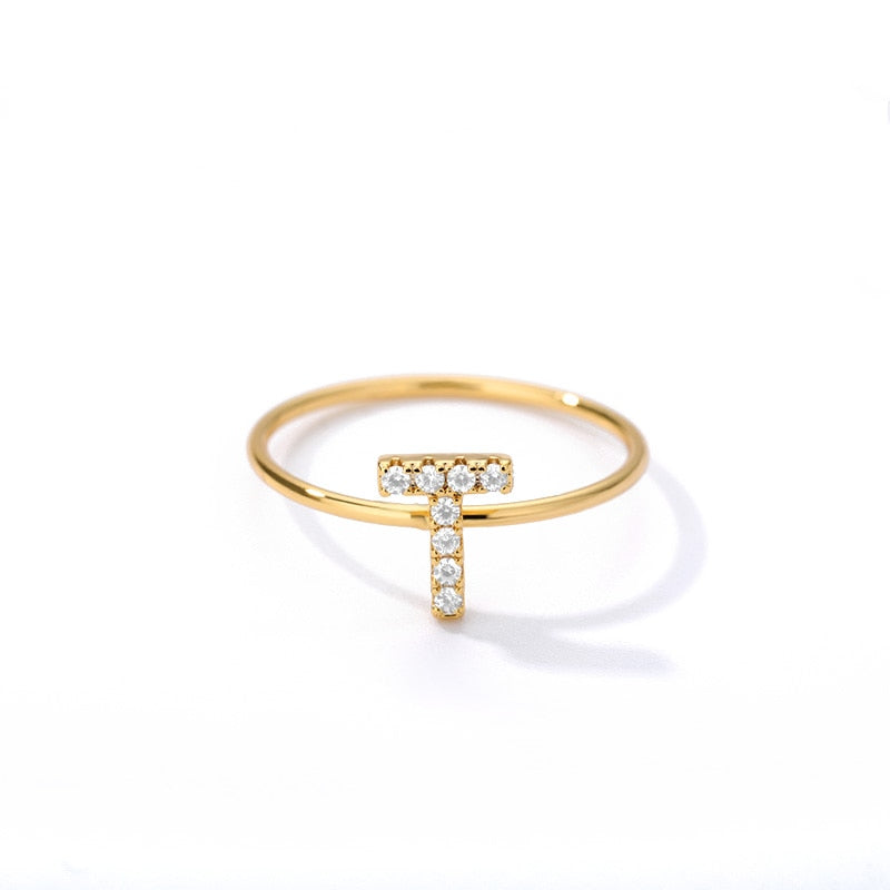 Crystal Initial Letter Ring