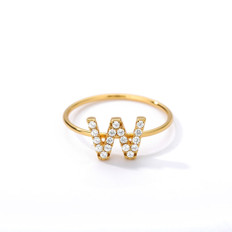 Crystal Initial Letter Ring