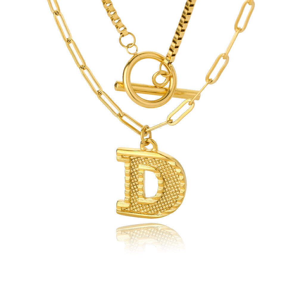 Paper Clip Layered Initial Necklace