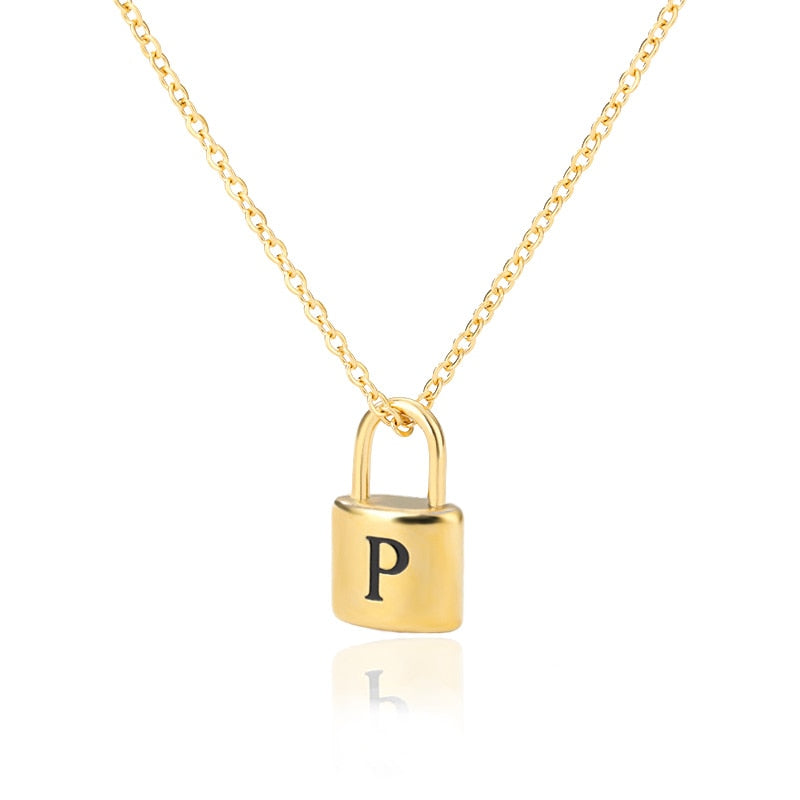 Initial Letter Padlock Necklace