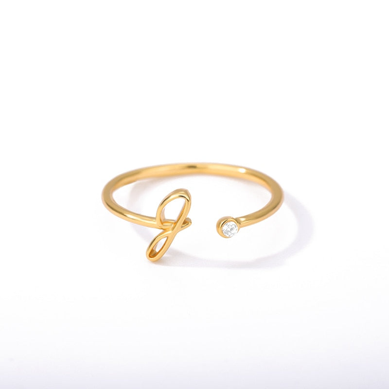 Dainty Initial Letter Ring