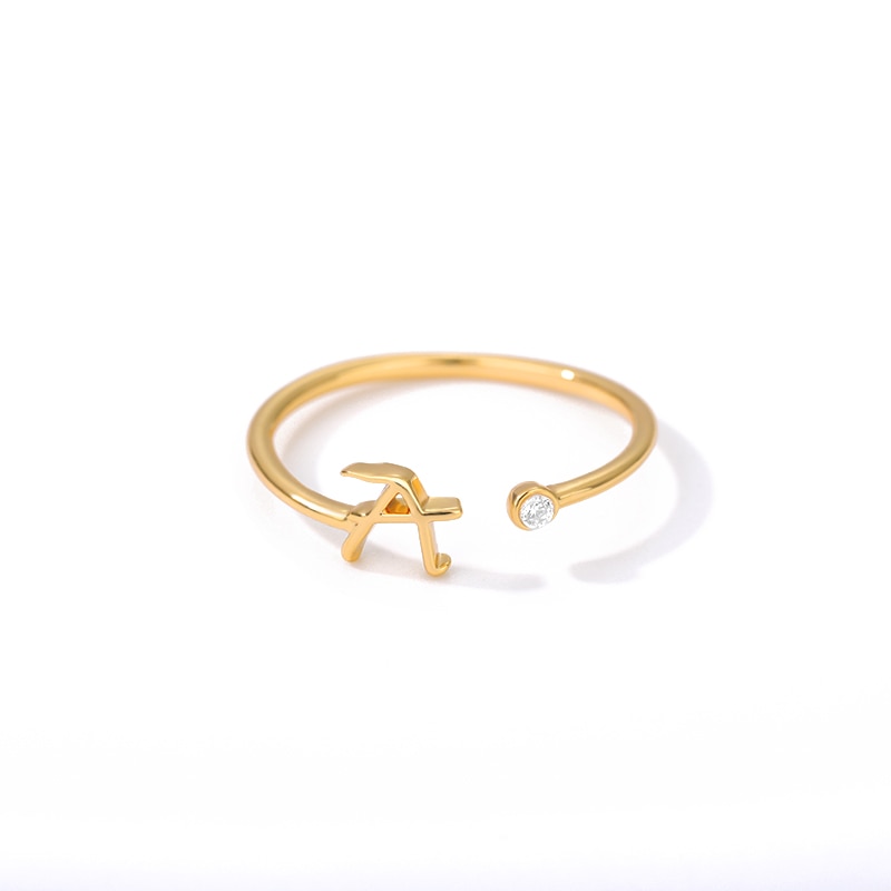 Dainty Initial Letter Ring