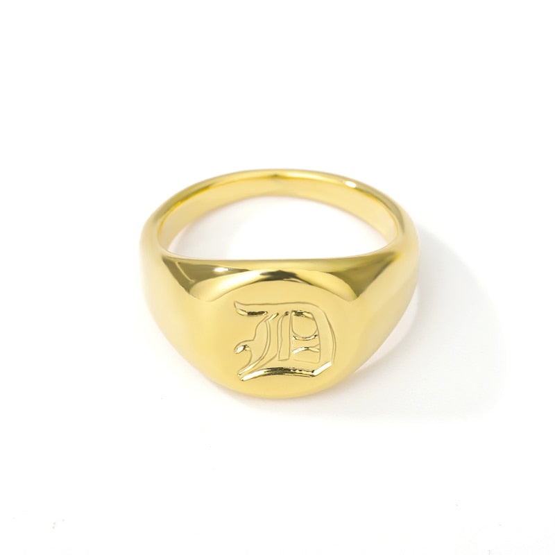 Old English Initial Letter Signet Rings