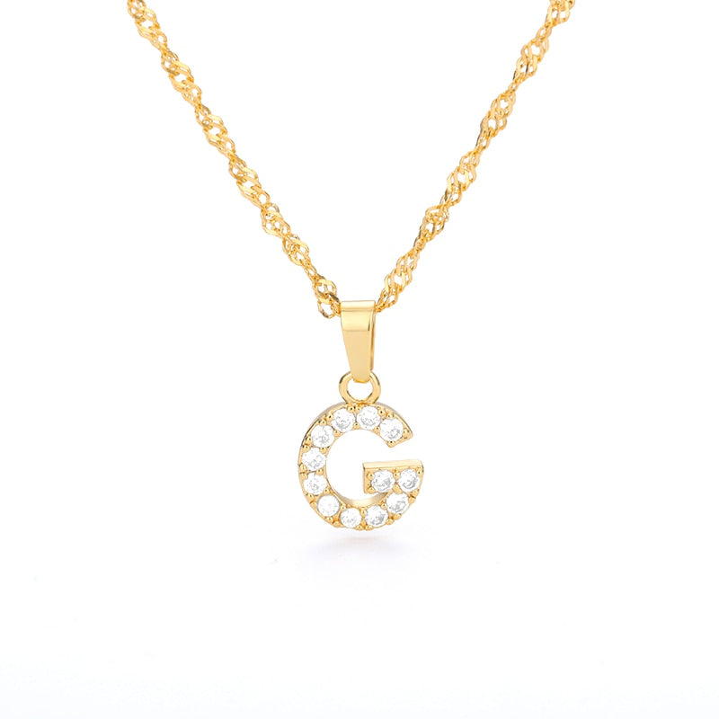 Crystal Initial Letter Necklace