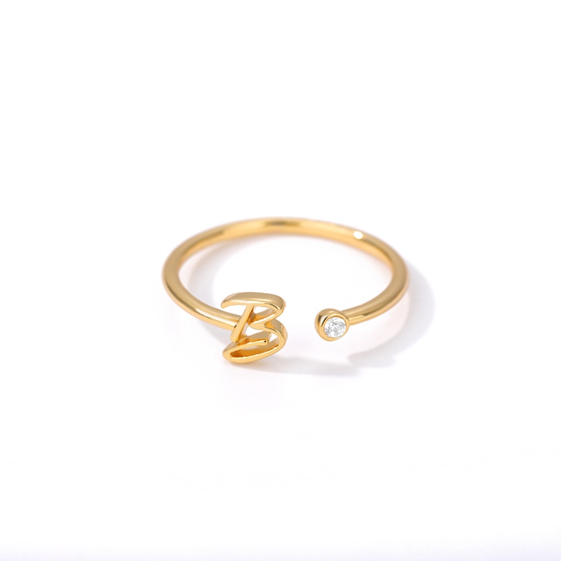 Dainty Initial Letter Ring