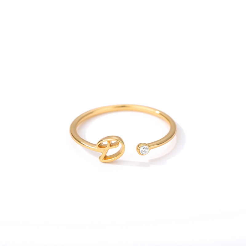 Dainty Initial Letter Ring