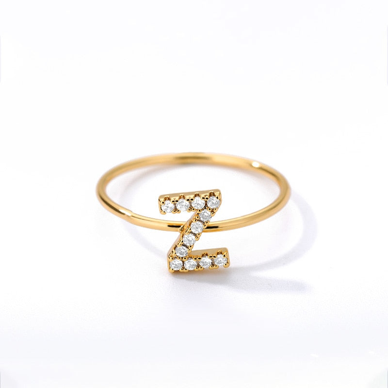 Crystal Initial Letter Ring