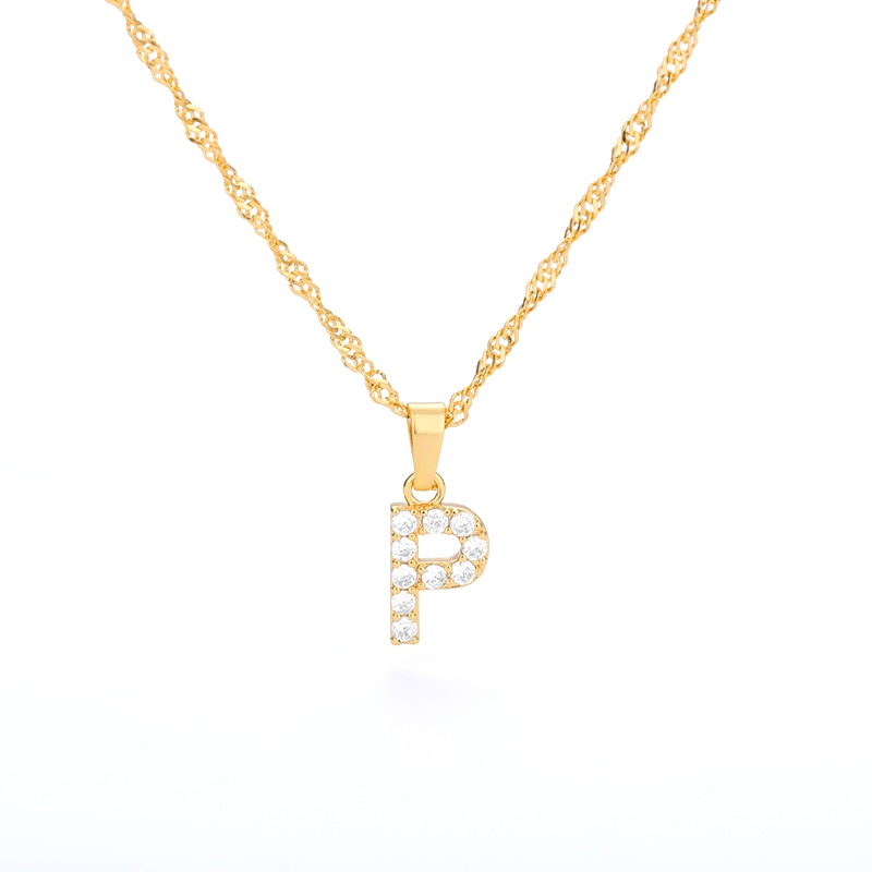 Crystal Initial Letter Necklace