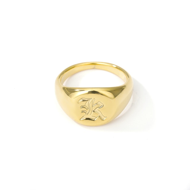 Old English Initial Letter Signet Rings