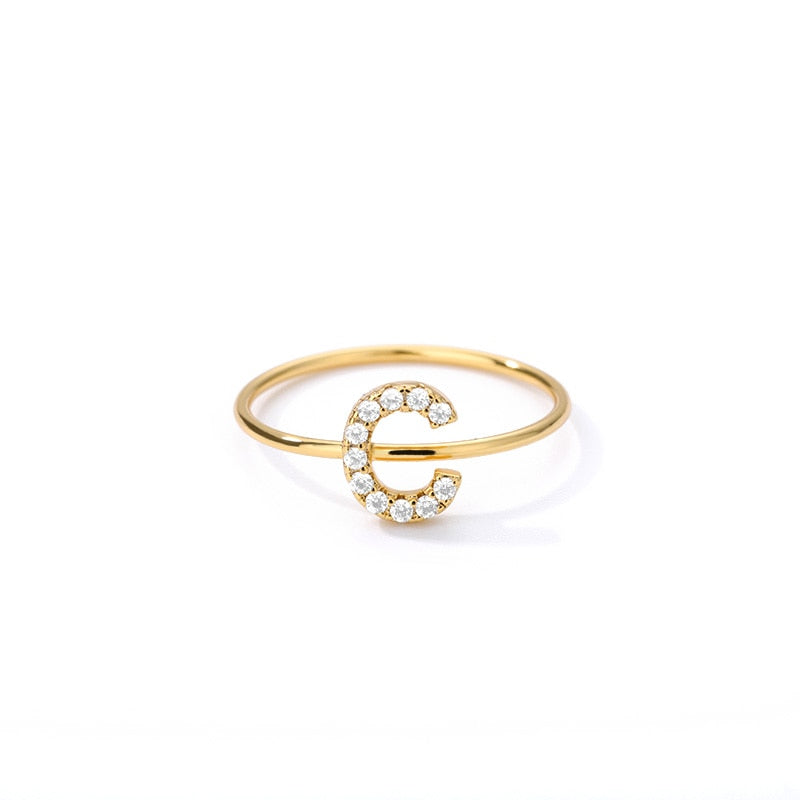 Crystal Initial Letter Ring