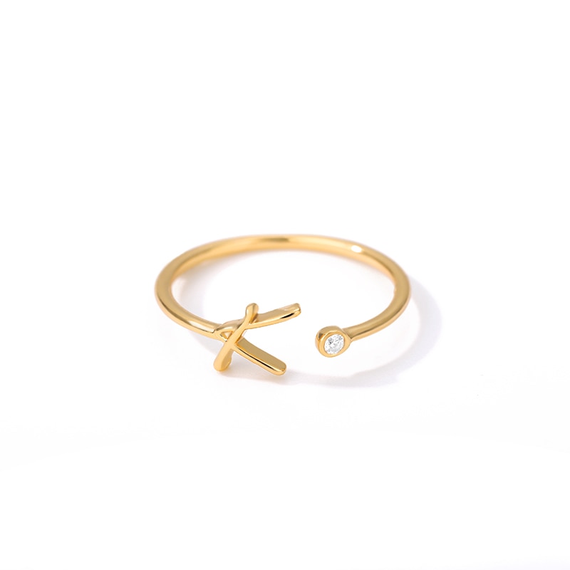 Dainty Initial Letter Ring