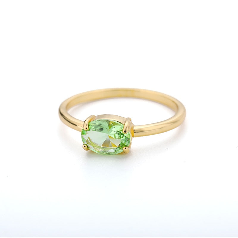 Oval Gemstone Birthstone Ring