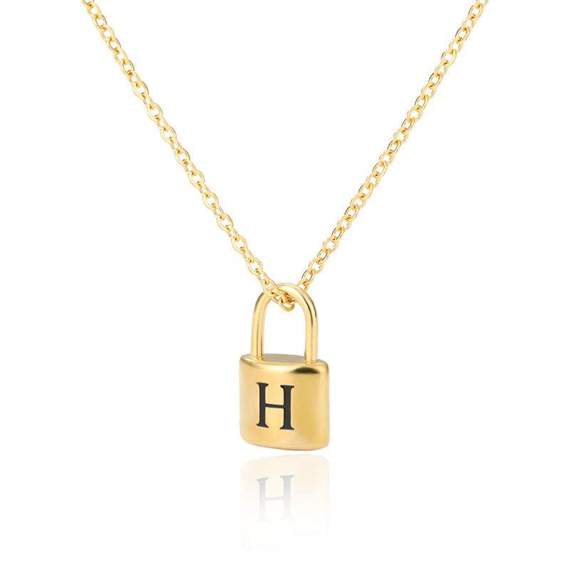 Initial Letter Padlock Necklace